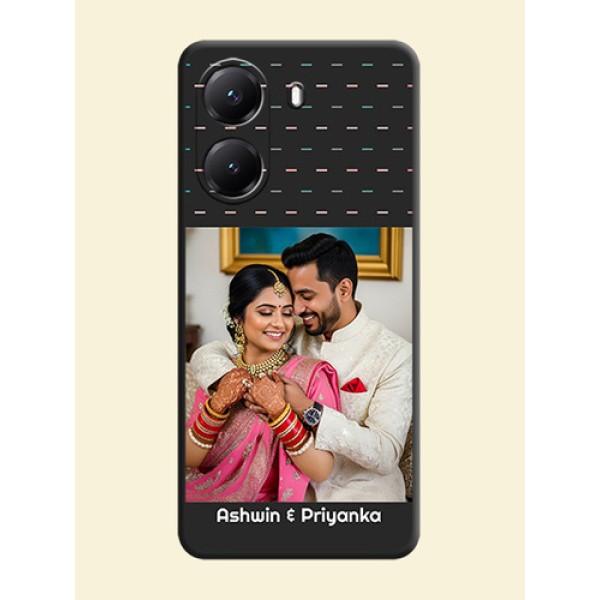 Line Pattern Design with Text On Space Black Custom Soft Matte Mobile Back Cover - Poco X7 Pro 5G