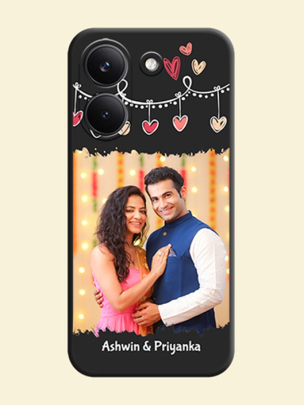 Pink Love Hangings with Name On Space Black Custom Soft Matte Mobile Back Cover - Poco X8 Pro 5G