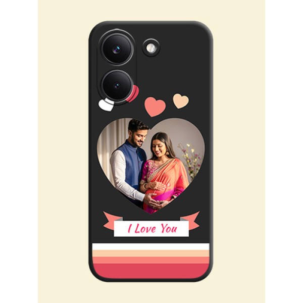 Love Shaped Photo with Colorful Stripes On Space Black Custom Soft Matte Mobile Back Cover - Poco X8 Pro 5G Love Shaped Photo with Colorful Stripes On Space Black Custom Soft Matte Mobile Back Cover - Poco X8 Pro 5G