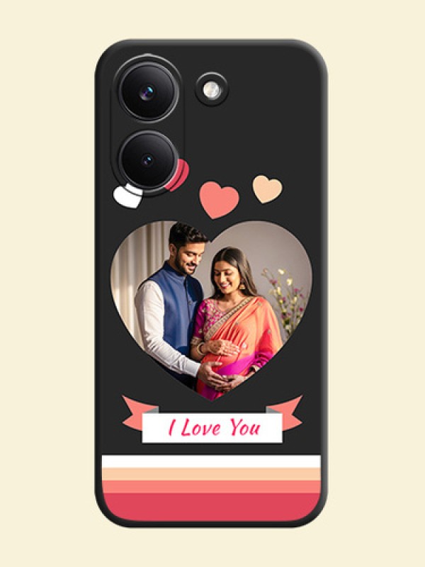 Love Shaped Photo with Colorful Stripes On Space Black Custom Soft Matte Mobile Back Cover - Poco X8 Pro 5G