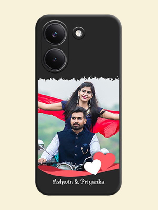 Pin Color Love Shaped Ribbon Design with Text On Space Black Custom Soft Matte Mobile Back Cover - Poco X8 Pro 5G