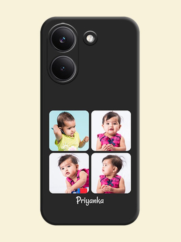 Floral Art with 6 Image Holder on Photo On Space Black Custom Soft Matte Mobile Back Cover - Poco X8 Pro 5G