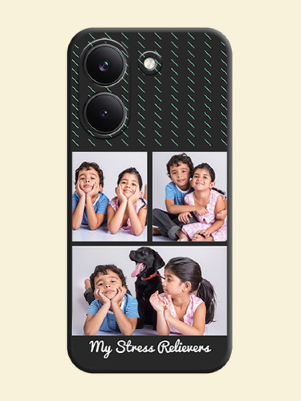 Cross Dotted Pattern with 2 Image Holder On Space Black Custom Soft Matte Mobile Back Cover - Poco X8 Pro 5G