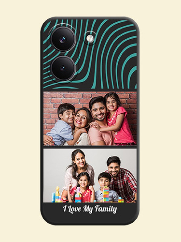 Wave Pattern with 2 Image Holder On Space Black Custom Soft Matte Mobile Back Cover - Poco X8 Pro 5G