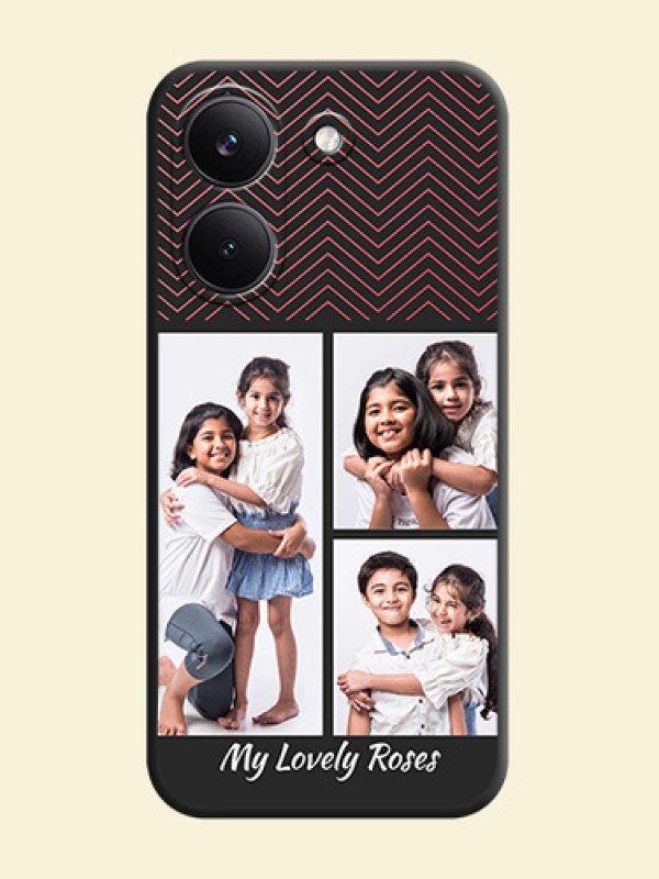 Wave Pattern with 3 Image Holder On Space Black Custom Soft Matte Mobile Back Cover - Poco X8 Pro 5G