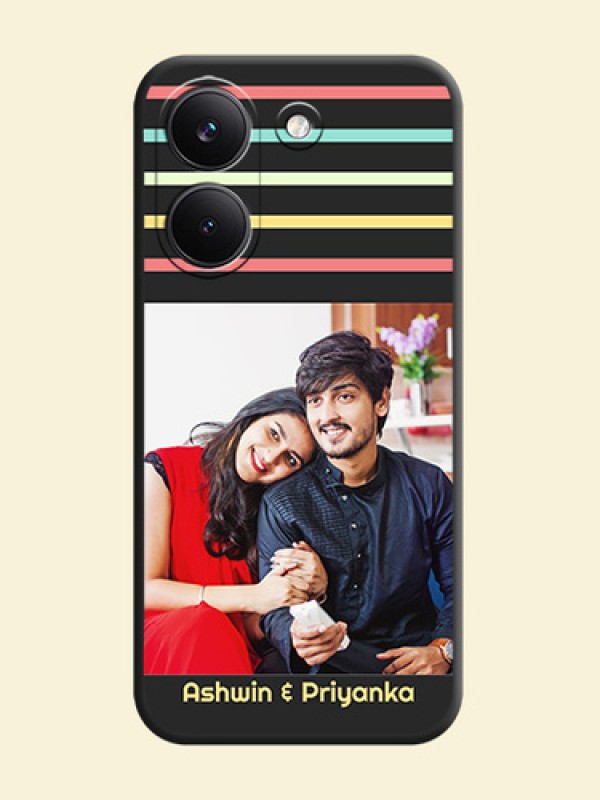 Color Stripes with Photo and Text on Photo On Space Black Custom Soft Matte Mobile Back Cover - Poco X8 Pro 5G