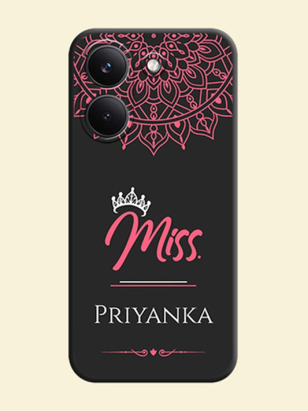 Mrs Name with Floral Design On Space Black Custom Soft Matte Mobile Back Cover - Poco X8 Pro 5G