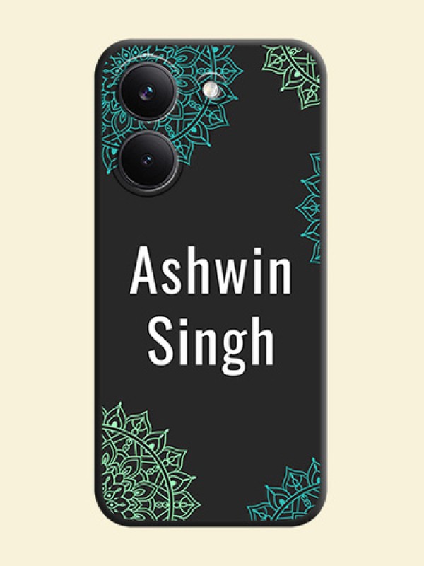 Your Name with Floral Design On Space Black Custom Soft Matte Mobile Back Cover - Poco X8 Pro 5G