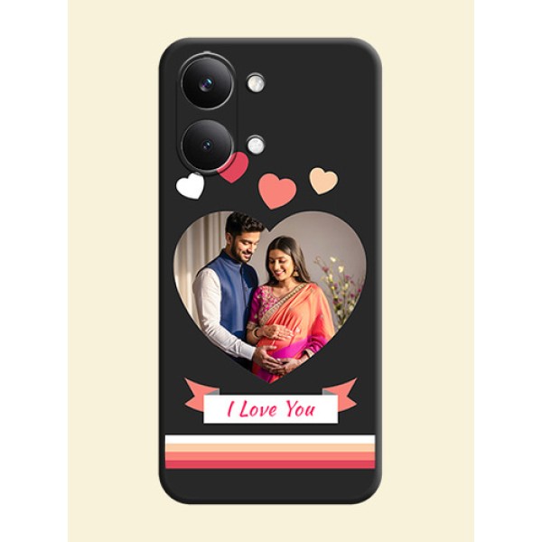 Love Shaped Photo with Colorful Stripes On Space Black Custom Soft Matte Mobile Back Cover - Poco X8 Pro Max 5G Love Shaped Photo with Colorful Stripes On Space Black Custom Soft Matte Mobile Back Cover - Poco X8 Pro Max 5G