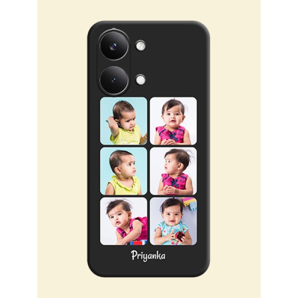 Floral Art with 6 Image Holder on Photo On Space Black Custom Soft Matte Mobile Back Cover - Poco X8 Pro Max 5G Floral Art with 6 Image Holder on Photo On Space Black Custom Soft Matte Mobile Back Cover - Poco X8 Pro Max 5G
