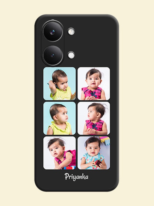 Floral Art with 6 Image Holder on Photo On Space Black Custom Soft Matte Mobile Back Cover - Poco X8 Pro Max 5G