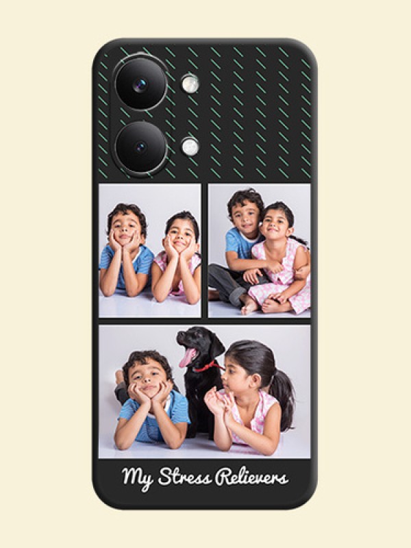 Cross Dotted Pattern with 2 Image Holder On Space Black Custom Soft Matte Mobile Back Cover - Poco X8 Pro Max 5G