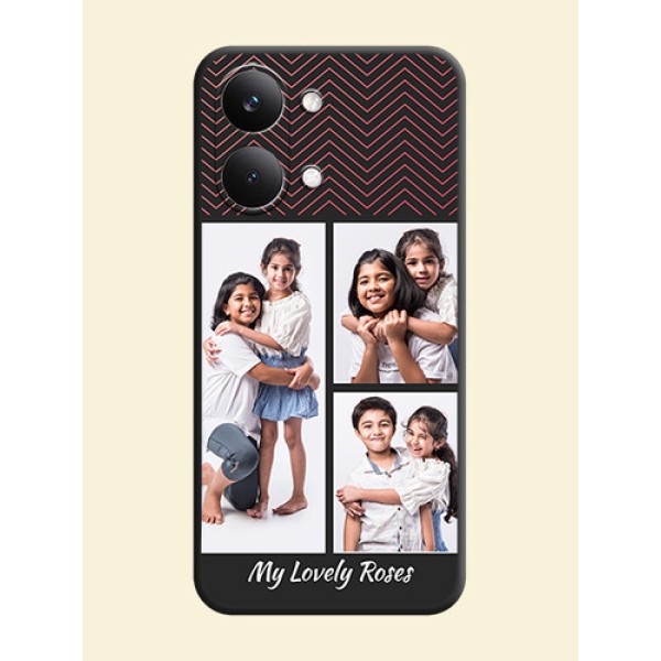Wave Pattern with 3 Image Holder On Space Black Custom Soft Matte Mobile Back Cover - Poco X8 Pro Max 5G