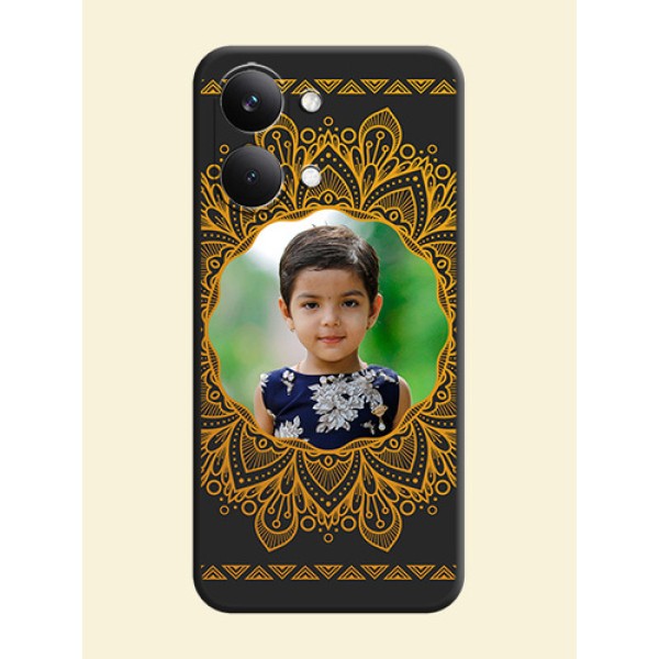 Round Image with Floral Design On Space Black Custom Soft Matte Mobile Back Cover - Poco X8 Pro Max 5G Round Image with Floral Design On Space Black Custom Soft Matte Mobile Back Cover - Poco X8 Pro Max 5G