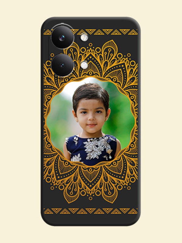 Round Image with Floral Design On Space Black Custom Soft Matte Mobile Back Cover - Poco X8 Pro Max 5G