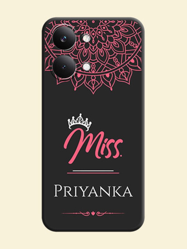 Mrs Name with Floral Design On Space Black Custom Soft Matte Mobile Back Cover - Poco X8 Pro Max 5G