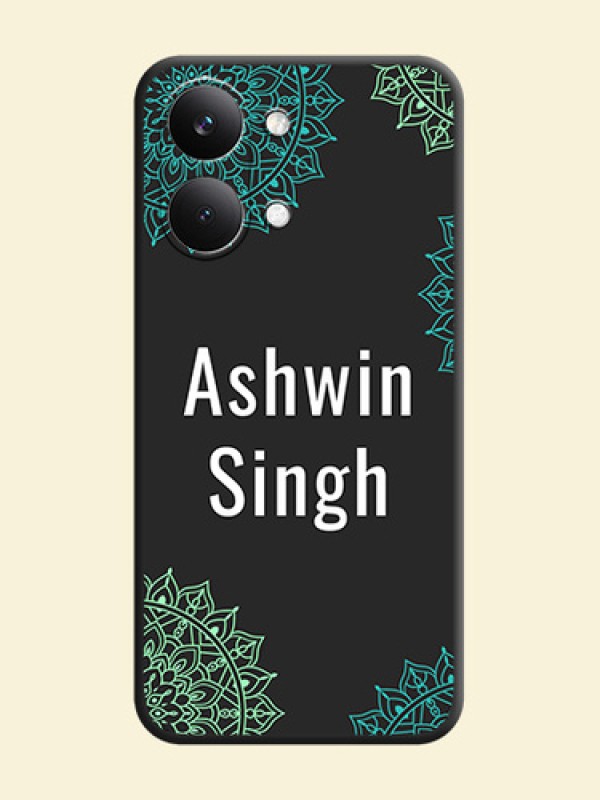 Your Name with Floral Design On Space Black Custom Soft Matte Mobile Back Cover - Poco X8 Pro Max 5G