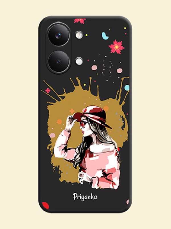 Mordern Lady With Color Splash Background With Custom Text On Space Black Custom Soft Matte Mobile Back Cover - Poco X8 Pro Max 5G