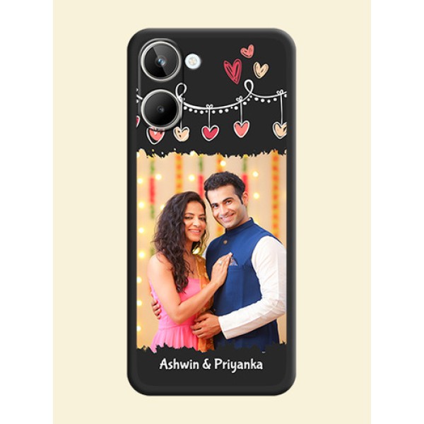 Pink Love Hangings with Name on Space Black Custom Soft Matte Phone Cases - Realme 10 Pro 5G Pink Love Hangings with Name on Space Black Custom Soft Matte Phone Cases - Realme 10 Pro 5G