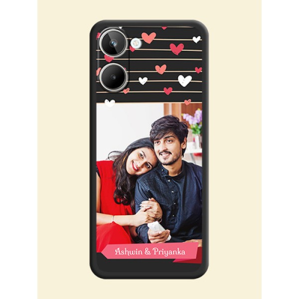 Love Pattern with Name on Pink Ribbon  on Photo on Space Black Soft Matte Back Cover - Realme 10 Pro 5G