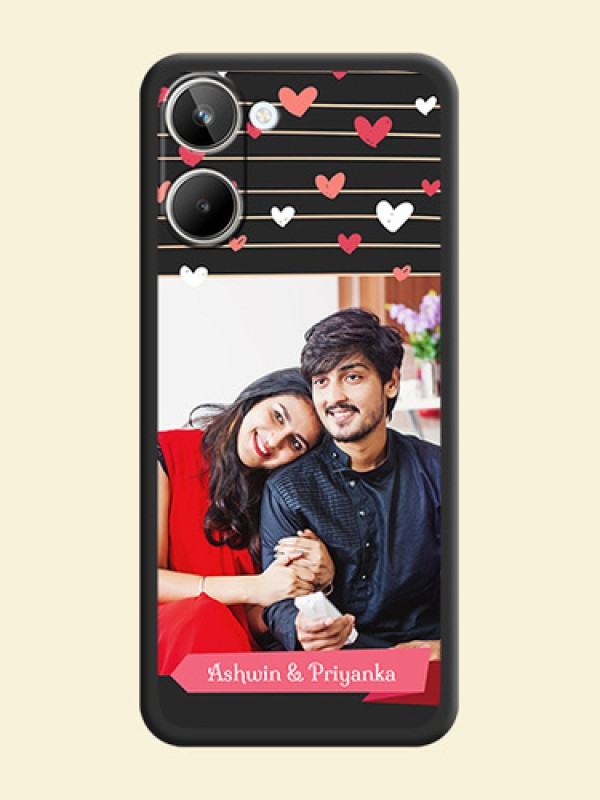 Love Pattern with Name on Pink Ribbon  on Photo on Space Black Soft Matte Back Cover - Realme 10 Pro 5G