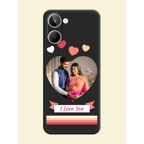 Love Shaped Photo with Colorful Stripes on Personalised Space Black Soft Matte Cases - Realme 10 Pro 5G Love Shaped Photo with Colorful Stripes on Personalised Space Black Soft Matte Cases - Realme 10 Pro 5G