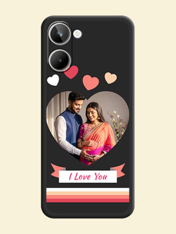 Love Shaped Photo with Colorful Stripes on Personalised Space Black Soft Matte Cases - Realme 10 Pro 5G