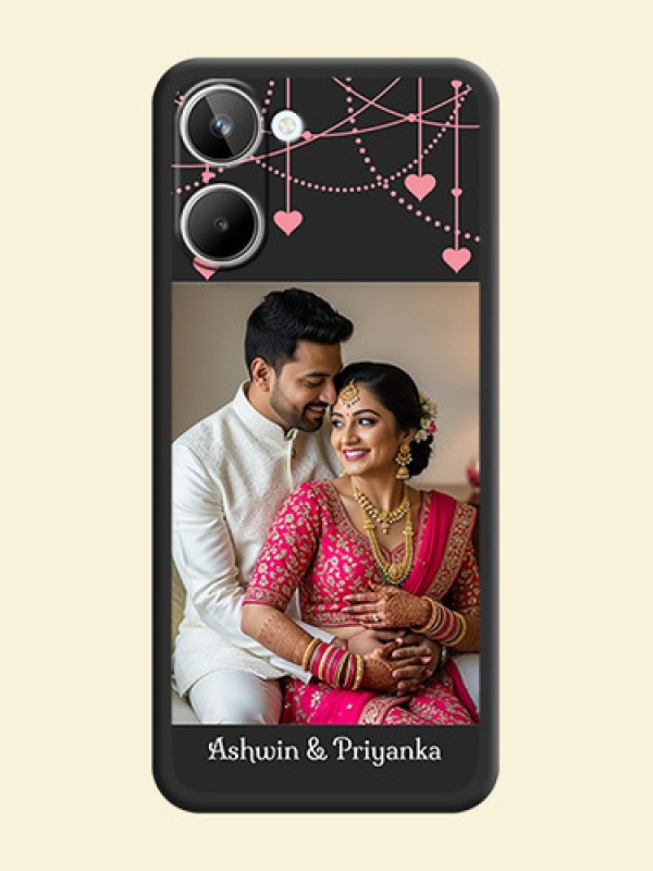 Pink Love Hangings with Text on Space Black Custom Soft Matte Back Cover - Realme 10 Pro 5G