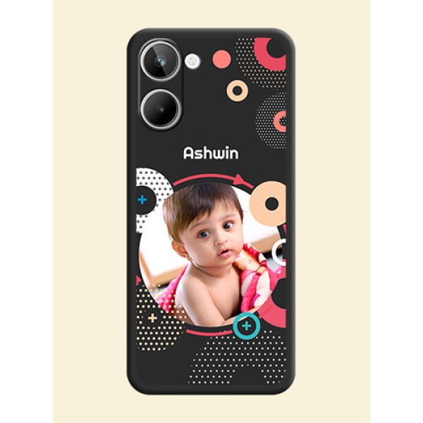 Multicoloured Round Image on Personalised Space Black Soft Matte Cases - Realme 10 Pro 5G Multicoloured Round Image on Personalised Space Black Soft Matte Cases - Realme 10 Pro 5G