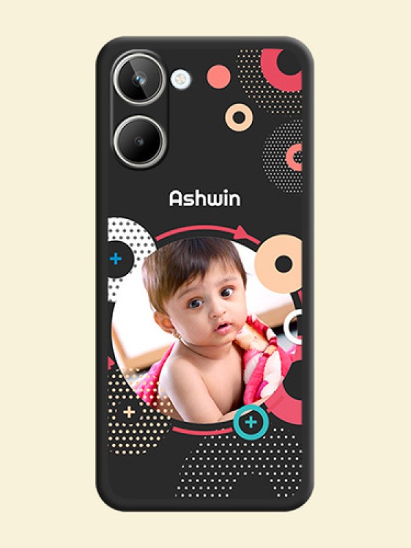 Multicoloured Round Image on Personalised Space Black Soft Matte Cases - Realme 10 Pro 5G