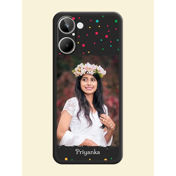 Multicolor Dotted Pattern with Text on Space Black Custom Soft Matte Phone Back Cover - Realme 10 Pro 5G Multicolor Dotted Pattern with Text on Space Black Custom Soft Matte Phone Back Cover - Realme 10 Pro 5G