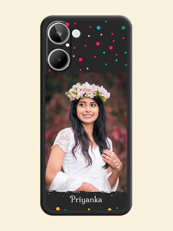 Multicolor Dotted Pattern with Text on Space Black Custom Soft Matte Phone Back Cover - Realme 10 Pro 5G