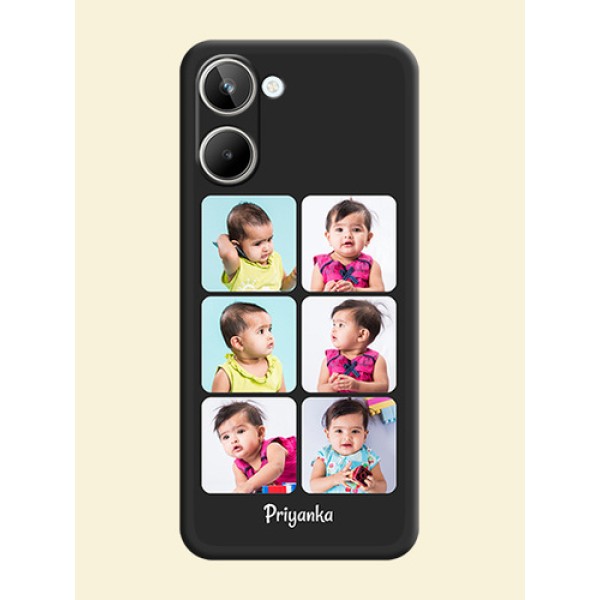 Floral Art with 6 Image Holder on Photo on Space Black Soft Matte Mobile Case - Realme 10 Pro 5G