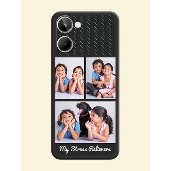 Cross Dotted Pattern with 2 Image Holder on Personalised Space Black Soft Matte Cases - Realme 10 Pro 5G Cross Dotted Pattern with 2 Image Holder on Personalised Space Black Soft Matte Cases - Realme 10 Pro 5G