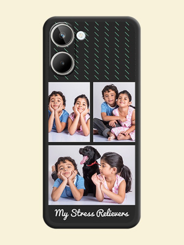 Cross Dotted Pattern with 2 Image Holder  on Personalised Space Black Soft Matte Cases - Realme 10 Pro 5G