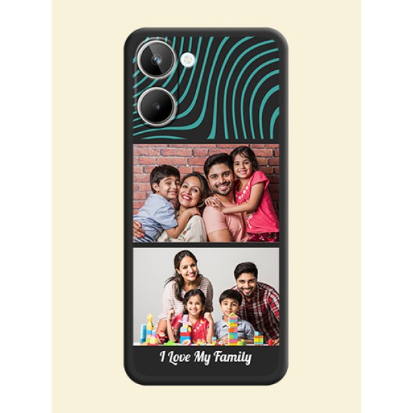 Wave Pattern with 2 Image Holder on Space Black Personalized Soft Matte Phone Covers - Realme 10 Pro 5G Wave Pattern with 2 Image Holder on Space Black Personalized Soft Matte Phone Covers - Realme 10 Pro 5G
