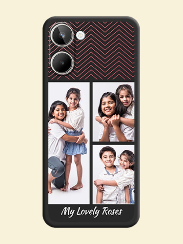 Wave Pattern with 3 Image Holder on Space Black Custom Soft Matte Back Cover - Realme 10 Pro 5G