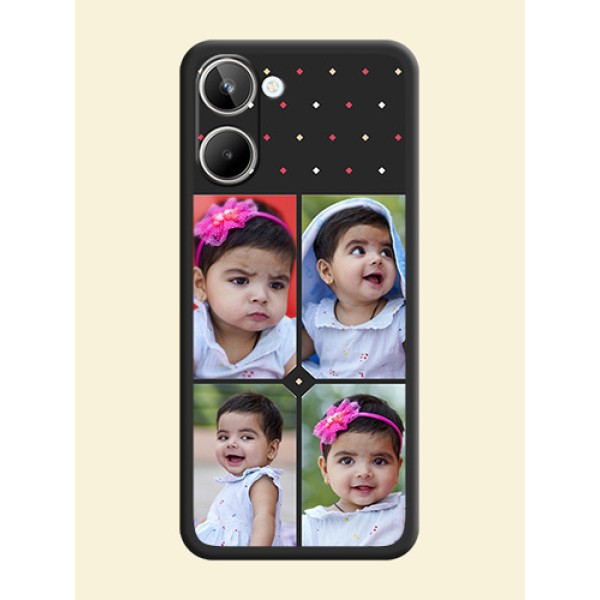 Multicolor Dotted Pattern with 4 Image Holder on Space Black Custom Soft Matte Phone Cases - Realme 10 Pro 5G Multicolor Dotted Pattern with 4 Image Holder on Space Black Custom Soft Matte Phone Cases - Realme 10 Pro 5G