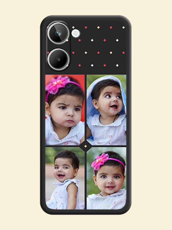 Multicolor Dotted Pattern with 4 Image Holder on Space Black Custom Soft Matte Phone Cases - Realme 10 Pro 5G