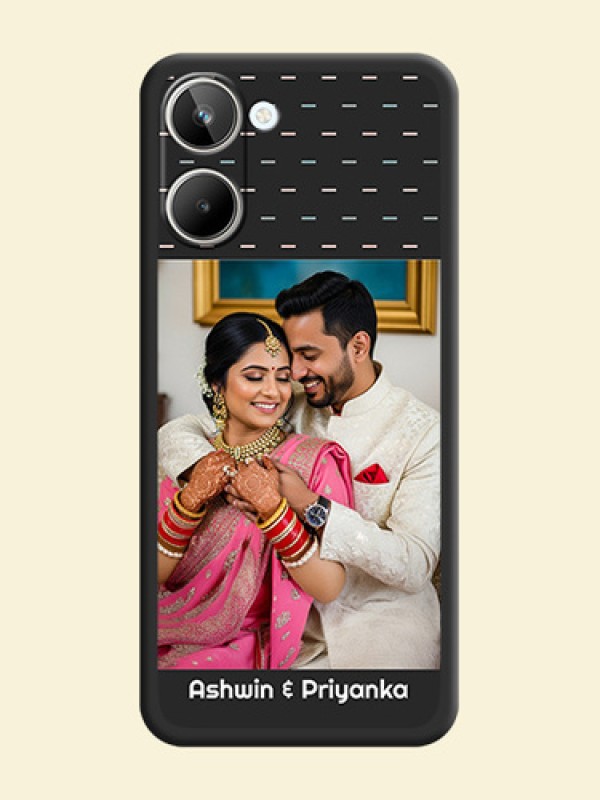 Line Pattern Design with Text on Space Black Custom Soft Matte Phone Back Cover - Realme 10 Pro 5G
