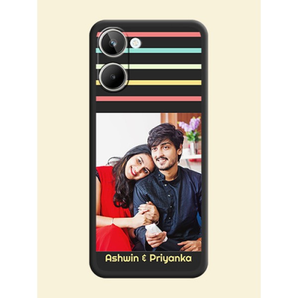 Color Stripes with Photo and Text on Photo on Space Black Soft Matte Mobile Case - Realme 10 Pro 5G Color Stripes with Photo and Text on Photo on Space Black Soft Matte Mobile Case - Realme 10 Pro 5G