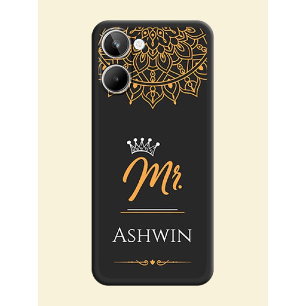 Mr Name with Floral Design on Personalised Space Black Soft Matte Cases - Realme 10 Pro 5G Mr Name with Floral Design on Personalised Space Black Soft Matte Cases - Realme 10 Pro 5G