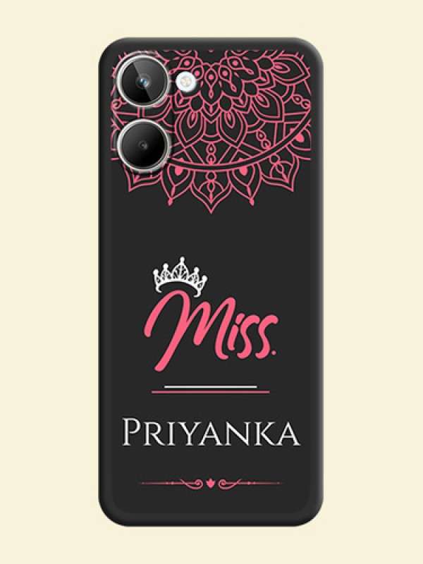 Mrs Name with Floral Design on Space Black Personalized Soft Matte Phone Covers - Realme 10 Pro 5G