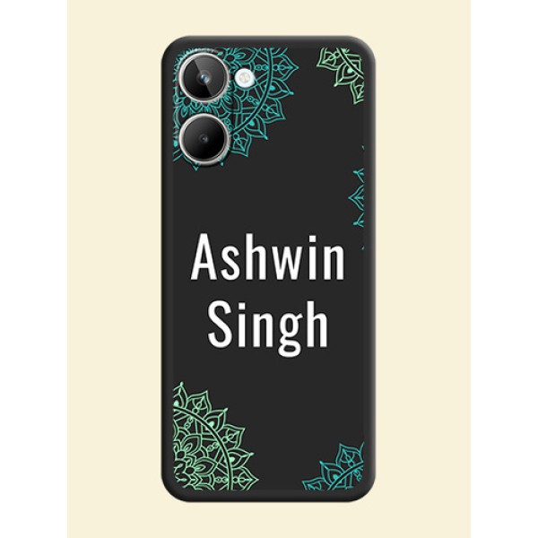 Your Name with Floral Design on Space Black Custom Soft Matte Back Cover - Realme 10 Pro 5G Your Name with Floral Design on Space Black Custom Soft Matte Back Cover - Realme 10 Pro 5G