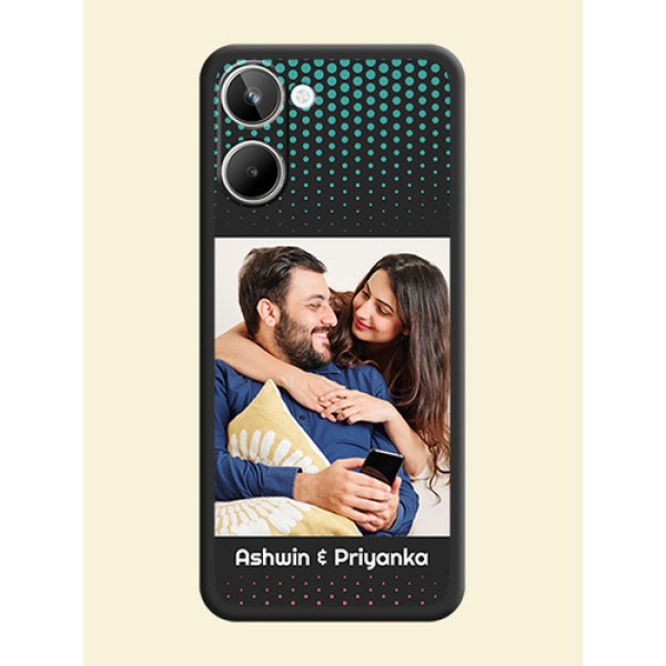 Faded Dots with Grunge Photo Frame and Text on Space Black Custom Soft Matte Phone Cases - Realme 10 Pro 5G Faded Dots with Grunge Photo Frame and Text on Space Black Custom Soft Matte Phone Cases - Realme 10 Pro 5G