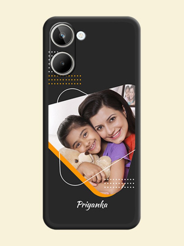 Yellow Triangle on Photo on Space Black Soft Matte Phone Cover - Realme 10 Pro 5G