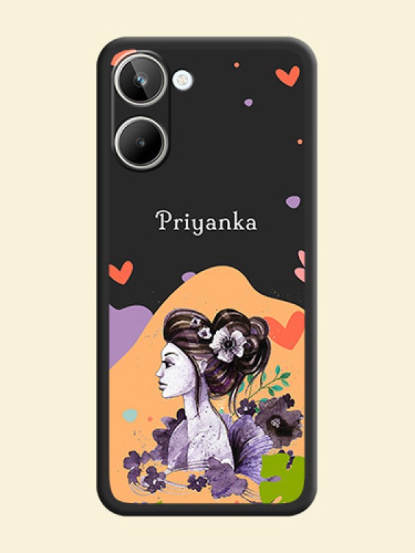 Namecase For Her With Fancy Lady Image On Space Black Personalized Soft Matte Phone Covers -Realme 10 Pro 5G