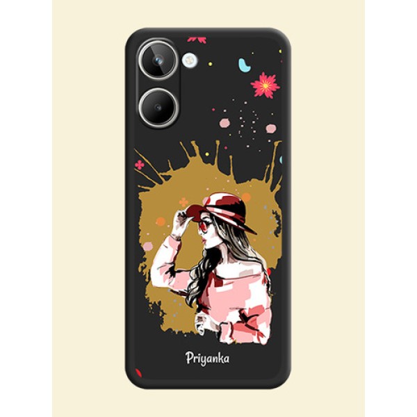 Mordern Lady With Color Splash Background With Custom Text On Space Black Personalized Soft Matte Phone Covers -Realme 10 Pro 5G