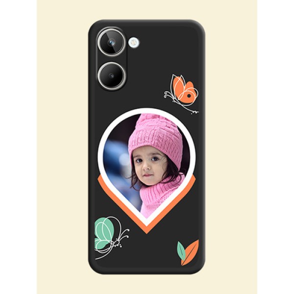 Upload Pic With Simple Butterly Design On Space Black Personalized Soft Matte Phone Covers -Realme 10 Pro 5G Upload Pic With Simple Butterly Design On Space Black Personalized Soft Matte Phone Covers -Realme 10 Pro 5G