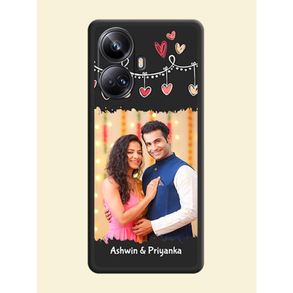 Pink Love Hangings with Name on Space Black Custom Soft Matte Phone Cases - Realme 10 Pro Plus 5G Pink Love Hangings with Name on Space Black Custom Soft Matte Phone Cases - Realme 10 Pro Plus 5G